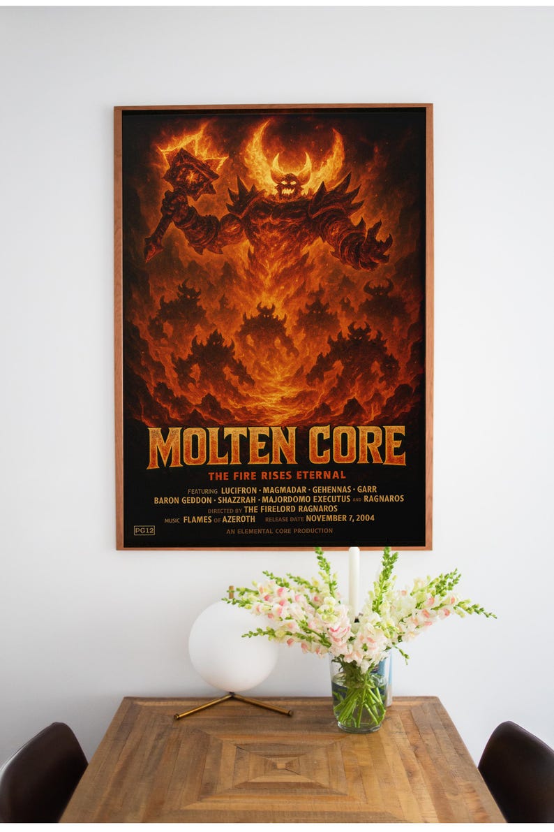 World of Warcraft Raid Movie Posters – Molten Core, Karazhan, Naxxramas, Icecrown Citadel & Ulduar | Cinematic WoW Wall Art | Gamer Decor Molten Core