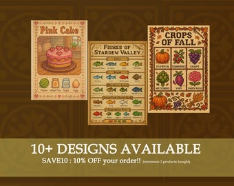 Stardew Valley Posters – Crops of Each Season, Fish, Recipes & More – Cozy Cottagecore Wall Art