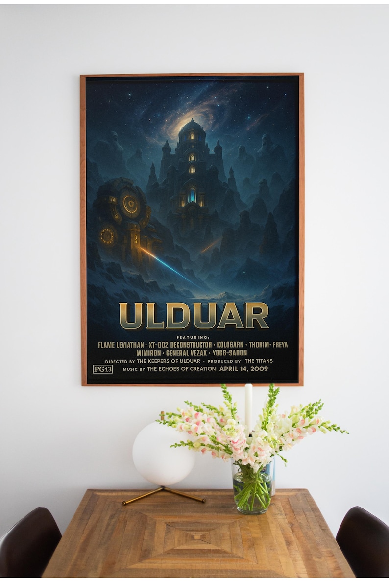 World of Warcraft Raid Movie Posters – Molten Core, Karazhan, Naxxramas, Icecrown Citadel & Ulduar | Cinematic WoW Wall Art | Gamer Decor Ulduar