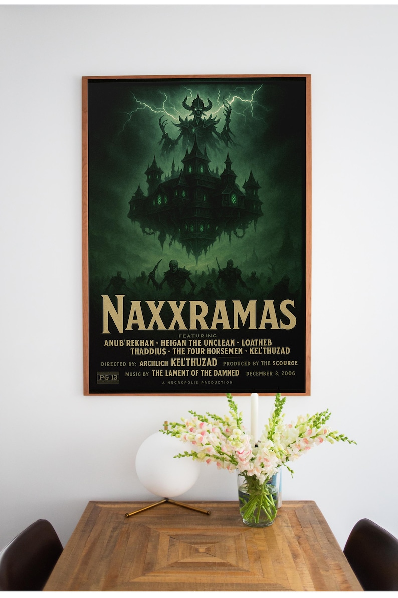 World of Warcraft Raid Movie Posters – Molten Core, Karazhan, Naxxramas, Icecrown Citadel & Ulduar | Cinematic WoW Wall Art | Gamer Decor Naxxramas