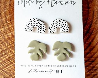 Dotted Arch and Monstera Leaf Studs