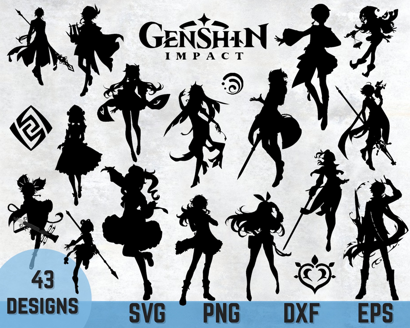 Genshin Impact Silhouette SVG Bundle | Etsy