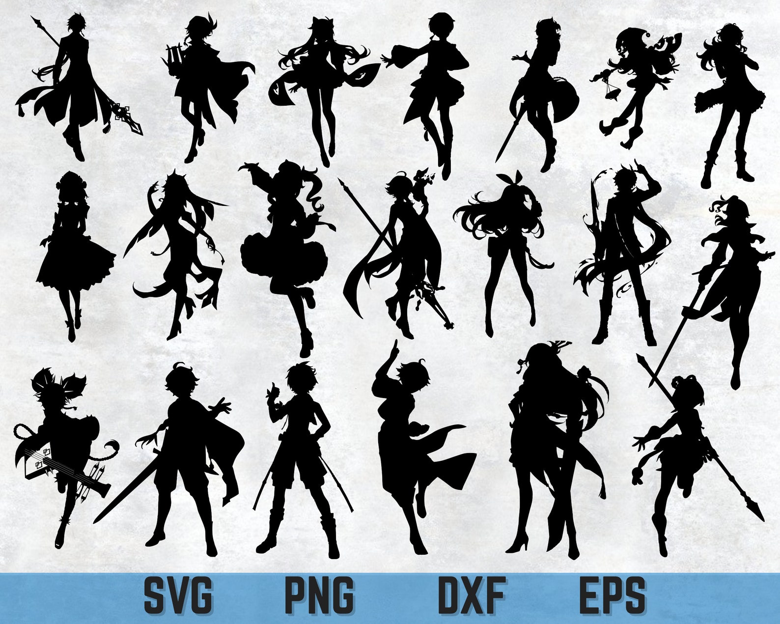 Genshin Impact Silhouette SVG Bundle | Etsy