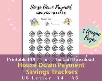 House Down Payment Savings Tracker | Home Down Payment Tracker | Mortgage Debt Payment Tracker | Savings Challenge | Planner Printable