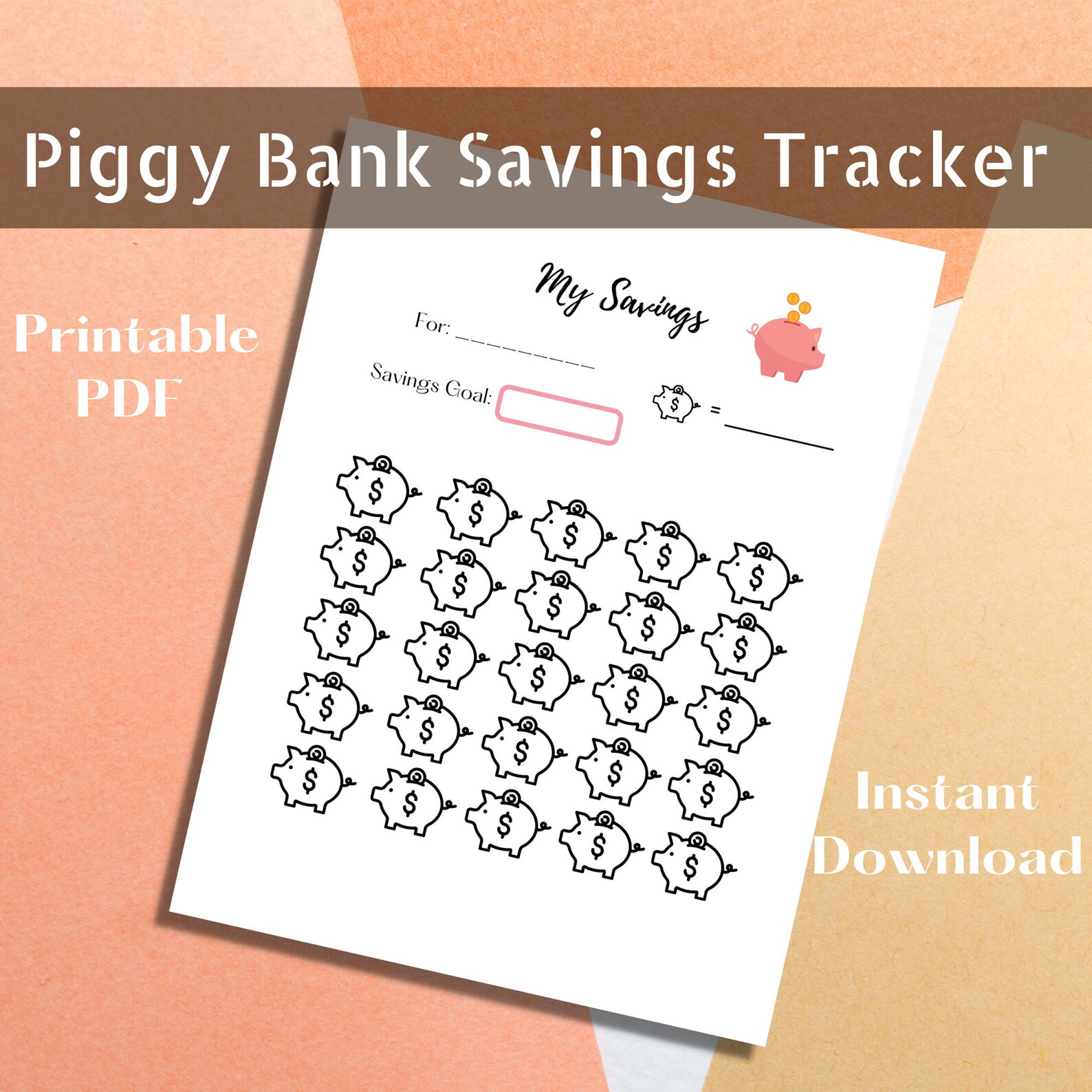 Savings Tracker Coloring Printable