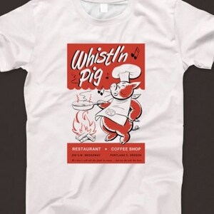 Whistl&#39;n Pig T Shirt 772 Retro White Unisex Graphic Tee