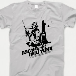 Escape From New York T-shirt 796 T-shirt graphique unisexe gris rétro