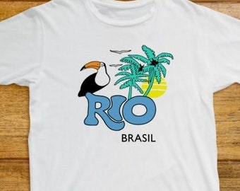 T-shirt Rio Brasil 777 T-shirt graphique unisexe blanc rétro