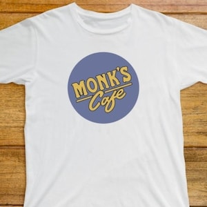 Monk&#39;s Cafe T Shirt 754 Retro White Unisex Graphic Tee