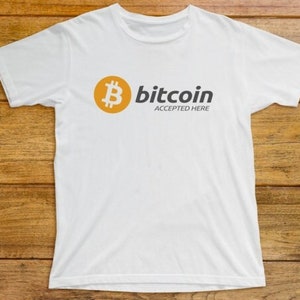 Bitcoin Accepted Here T Shirt EE005 Retro White Unisex Graphic Tee