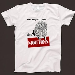 Ne Soyez Pas des Moutons T シャツ 554 レトロ ホワイト ユニセックス グラフィック T シャツ
