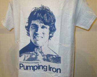 Pumping Iron T Shirt EE552 Retro White Unisex Graphic Tee