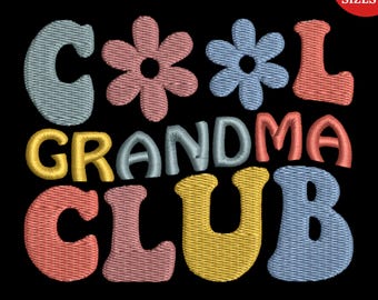 Cool Grandma Club Embroidery Design, Grandma Quotes, Grandmother Embroidery Pattern, Wavy,Trendy Grandma Embroidery File, Instant Download