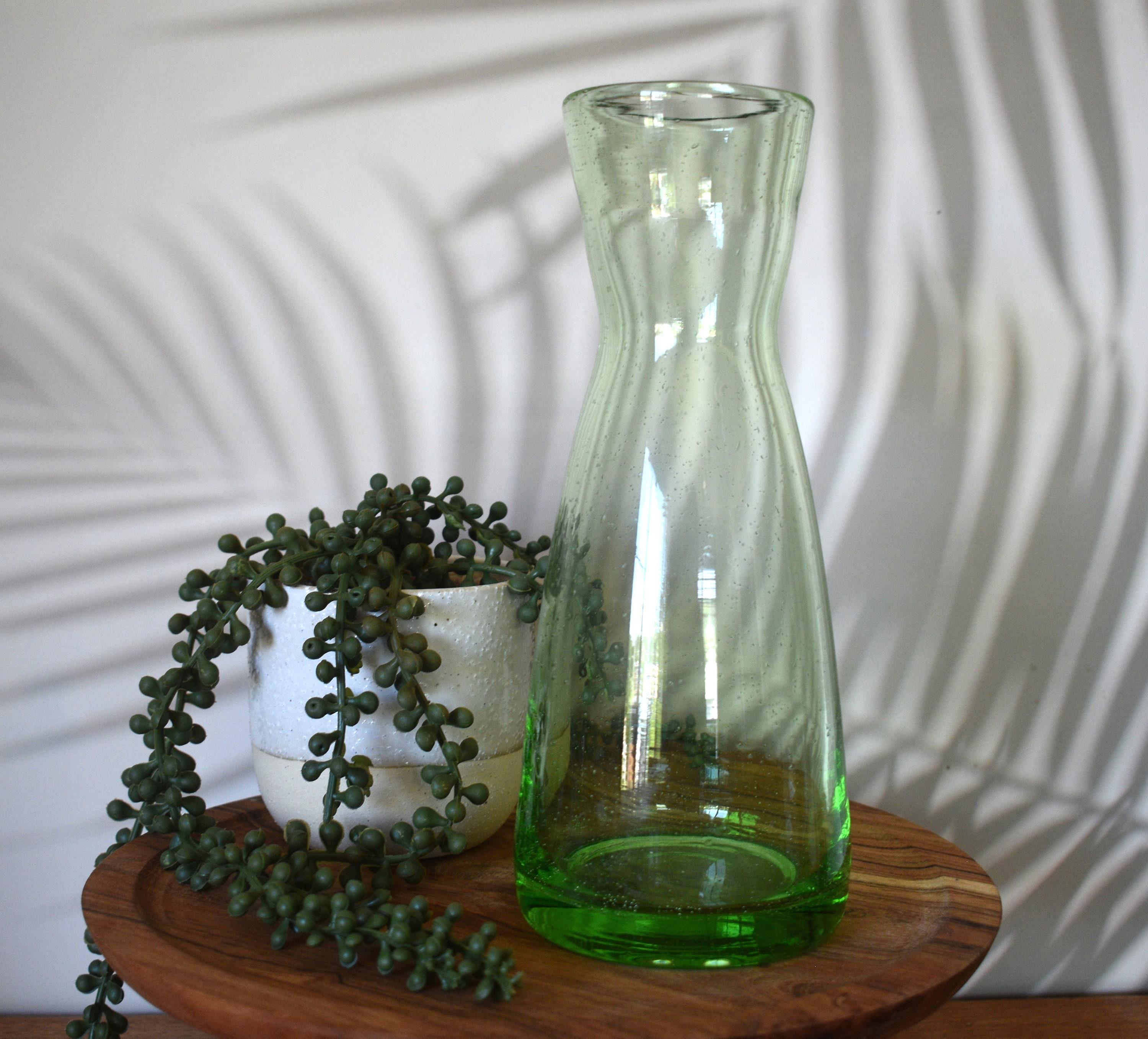 2-Piece Set of Recycled Glass Handblown Carafe and Glass - Cheers