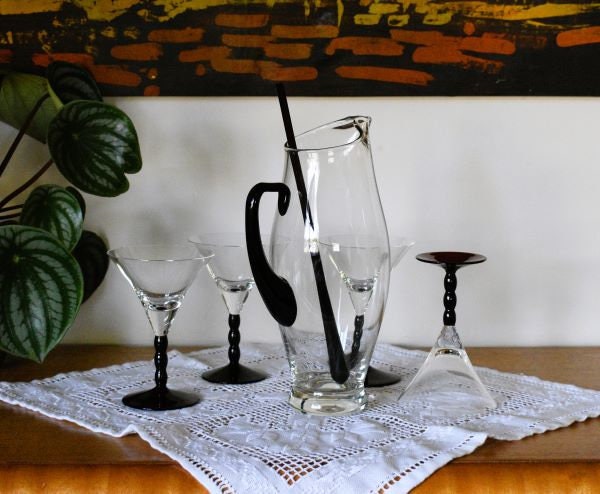 Amethyst Glass Cocktail Set with Pitcher and Six Glasses, 1970s — Select  Modern