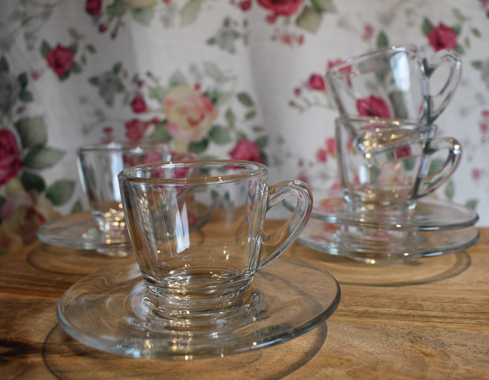Clear Glass Espresso Coffee Cup and Saucers. Set of 4 Etsy