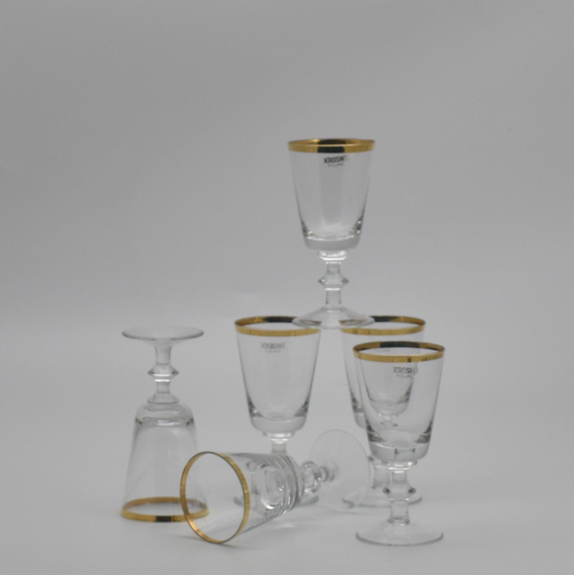 Vintage Krosno Gold Rimmed Liqueur Glasses. Shot Glasses. Etsy