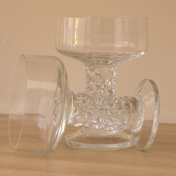 Vintage large textured stemmed Champagne Coupes/Cocktail Glasses. Set of 2