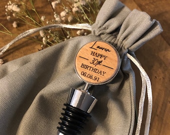 Birthday Engraved Bottle Stopper - 21st, 30th, 40th, 50th, 60th, 70th, 80th birthday present, personlised, birthday gift, personalized
