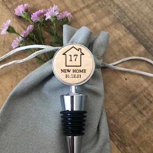 Personalisierter Flaschenverschluss - Einweihungsgeschenk, Geschenk für das neue Zuhause, Geschenk für das erste Zuhause, neues Haus, Geschenk, Personalisierung, neues Zuhause