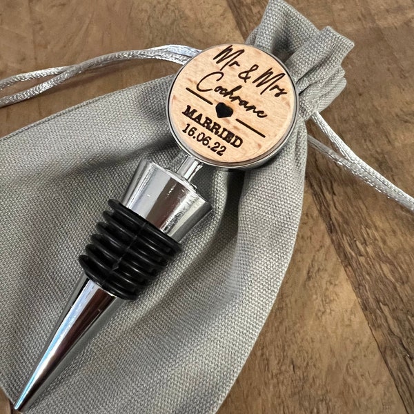 Personalised bottle stopper - wedding present, wedding gift, gift for married couple, gift for wedding day, personalisation