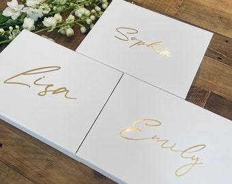 Personalised White Magnetic Box - Bridesmaid Box, Bridesmaid Proposal Box Empty, Luxury Gift Box, Bridesmaid Gift, Various Sizes, Rectangle