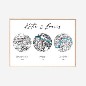 Impresión de mapa de compromiso y matrimonio, A4, regalo de aniversario, regalo de boda, personalizado, regalo para pareja, regalo para recién casados