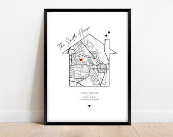 New Home Gift - New Home Print - Personalised Housewarming Gift, Moving Gift, New Home Gift, Our First Home, Map Print, Digital Print