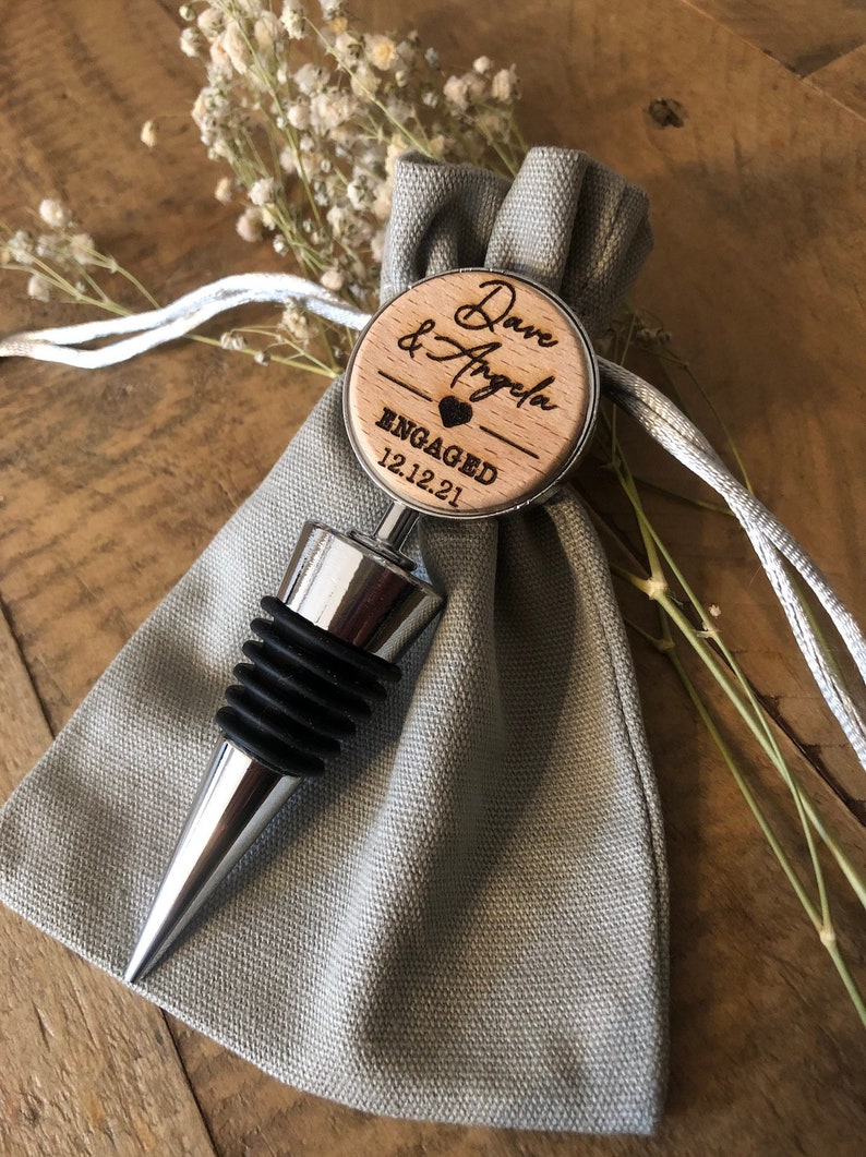Personalised Bottle Stopper engagement present, engagement gift, personalised engagement present, engagement, personalisation image 1