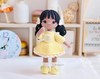 PDF Crochet Pattern Amigurumi Daisy Doll, Floral Doll With Clothes, Amigurumi Doll English Pattern.