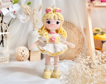 Crochet Pattern Amigurumi Luna Doll, Poupée mignonne pour les filles, Tutoriel de poupée, Modèle anglais PDF