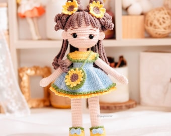 Crochet Sunflower Doll Pattern: Sonny Amigurumi Girl with Clothes (PDF Pattern)