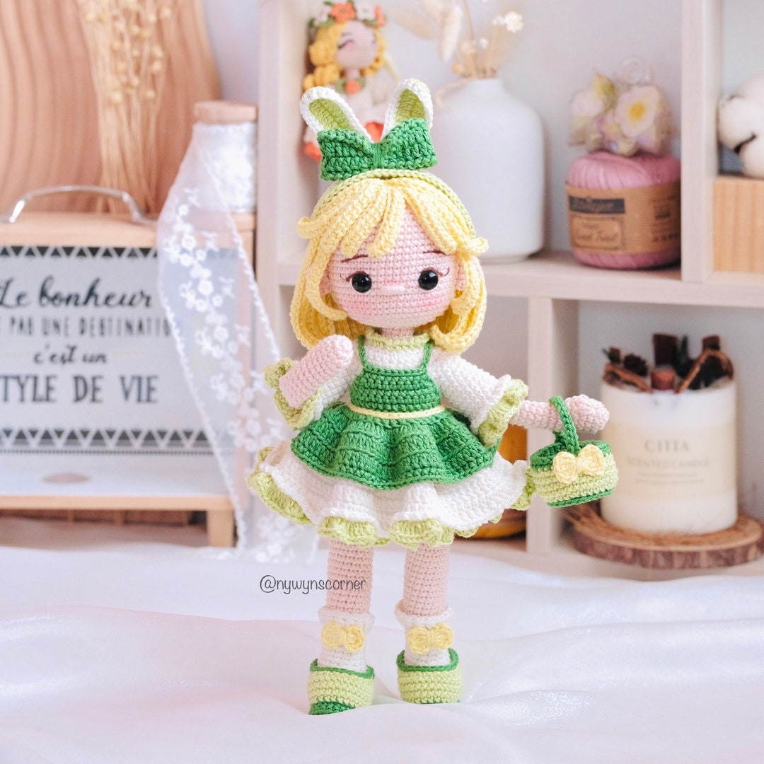 PDF Crochet Pattern Amigurumi Lily Bunny Doll, Doll With