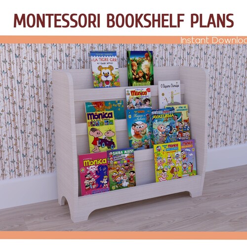 Montessori Bookcase Plans DIY Wooden Bookshelf Plan for Etsy