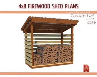 4x8 Firewood Shed Plans DIY Shed for Firewood Plan Download PDF