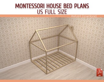 Full Size Montessori House Bed Plan – DIY Floor Bed Frame (PDF Download)