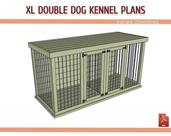 XL Double Dog Kennel DIY Plans – Wooden Crate Building (Download PDF)