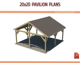 Plans de pavillon à pignon 20'x20' Pavillon en bois bricolage - Télécharger le PDF à imprimer