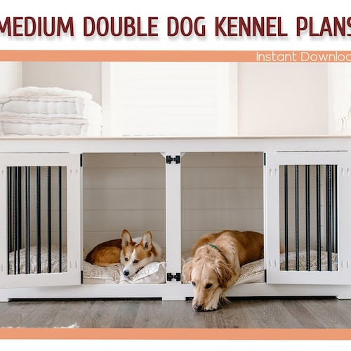 Double Dog Kennel Building Plans Wooden Medium Size Dog Etsy