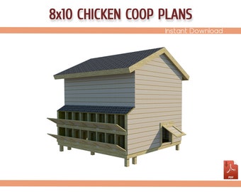 8x10 Large Chicken Coop DIY Plans, Woodworking Building Plans (PDF Download)