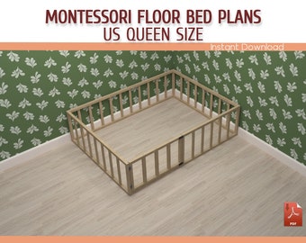 Queensize montessoribed met lattenbodem - zelfgemaakt houten bedframe (pdf downloaden)