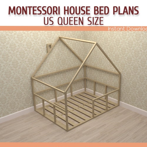 Montessori Floor Bed Plan Queen Size PDF DIY Etsy