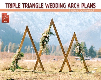 Triple Triangle Wedding Arch DIY Plans, Triple Wedding Arbor Building Plans, Backyard Trellis Ideas for Wedding  - Download PDF