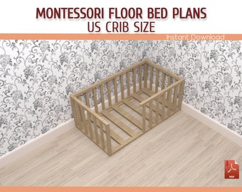 Crib Size Montessori Floor Bed Plans - Crib Size Wooden Floor Bed Frame DIY Plans - Download PDF