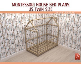 DIY Twin Montessori House Bed Frame Plan (Download PDF)