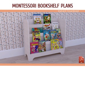 Montessori Toddler Bookshelf Plans - DIY Wooden Bookcase Plan for Kids, Kids Room Bookshelf Plans - Download PDF