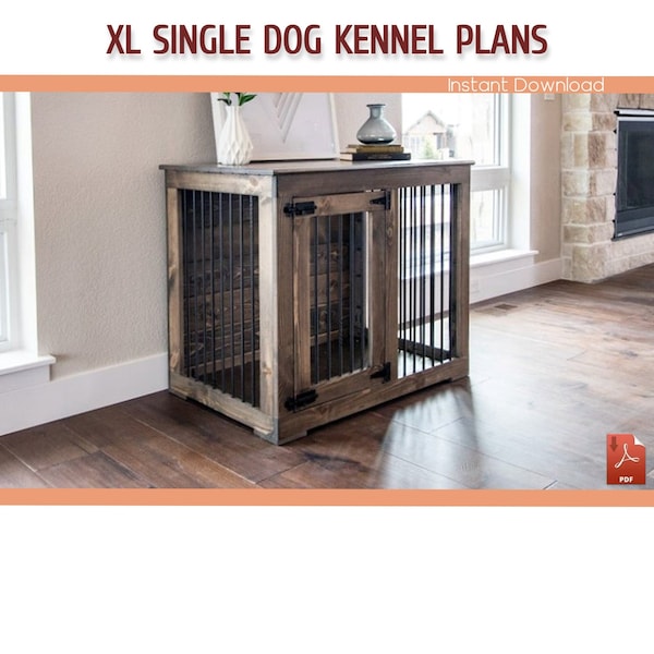 XLarge Sıngle Dog Kennel Building Plans - XL Wooden Dog Crate Plans, Dog Kennel Furniture - Download PDF
