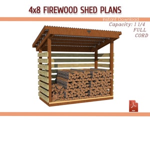 4x8 Firewood Shed Plans, DIY Shed for Firewood Plan - Download PDF