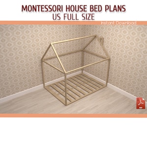 Montessori Bed Plan - Full Size Floor House Bed Plans - Toddler Bed Plan - DIY House Bed Frame - Download PDF