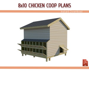 8x10 Large Chicken Coop DIY Plans,  8x10 Large Chicken Coop Woodworking Building Plans -  PDF Download